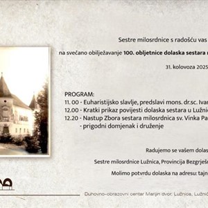 Stota obljetnica dolaska sestara milosrdnica u Lužnicu